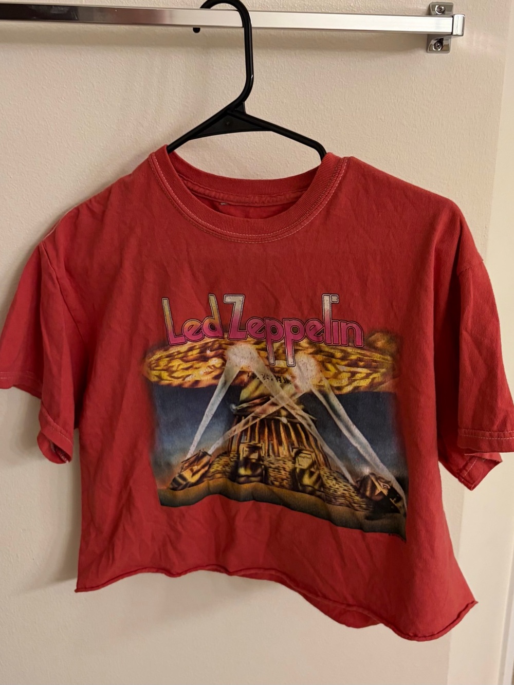 Led Zeppelin Red Graphic Crop Tee size small